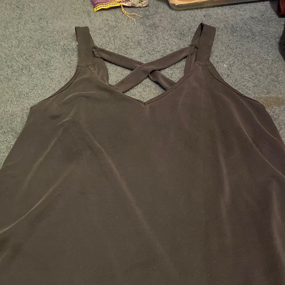 Crossback dark blue grey tank top, long tank top